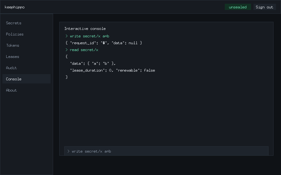 keephippo web console interactive REPL