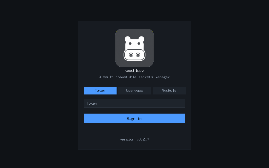 keephippo web console login screen